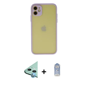 ieg™ iPhone 11 Kılıf Ahenk Çizgi Serisi - Siyah Joko Magic 5D Cam + Raze Metal Kamera Lens - MI