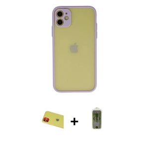 ieg™ iPhone 11 Kılıf Ahenk Çizgi Serisi - Siyah Joko Magic 5D Hayalet Cam + Rainbow Kamera Lens Koruma Cam - KI