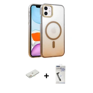 ieg™ iPhone 11 Kılıf Ahenk Doku Özel Seri - Şeffaf Uv Polymer Nano Ekran Koruyucu + Renkli Kamera Lens Koruma Cam - TU