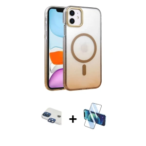 ieg™ iPhone 11 Kılıf Ahenk Doku Özel Seri - Siyah 3D Antistatik Seramik Nano Ekran Koruyucu + Pers Alüminyum Kamera Lens - LT