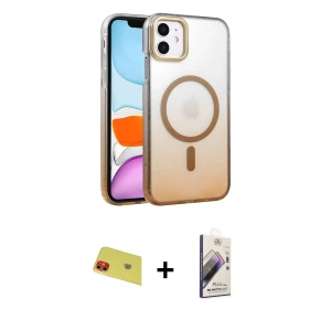 ieg™ iPhone 11 Kılıf Ahenk Doku Özel Seri - Siyah Bilvis 3D Mat Cam Ekran Koruyucu + Rainbow Kamera Lens Koruma Cam - KI