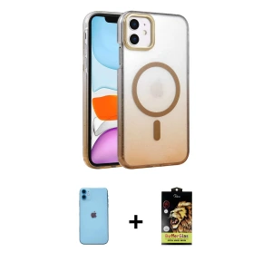 ieg™ iPhone 11 Kılıf Ahenk Doku Özel Seri - Siyah Buffer Cam Ekran Koruyucu + Neon Fosforlu Kamera Lens - MI