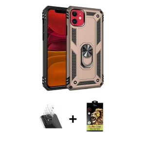 ieg™ iPhone 11 Kılıf Ahenk Klasik Koleksiyonu - Siyah Buffer Cam Ekran Koruyucu + Kamera Lens Koruma Cam - SF