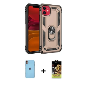 ieg™ iPhone 11 Kılıf Ahenk Klasik Koleksiyonu - Siyah Buffer Cam Ekran Koruyucu + Neon Fosforlu Kamera Lens - TU