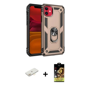 ieg™ iPhone 11 Kılıf Ahenk Klasik Koleksiyonu - Siyah Buffer Cam Ekran Koruyucu + Renkli Kamera Lens Koruma Cam - SI