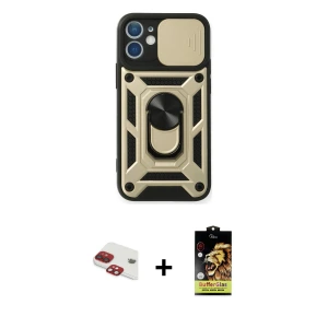 ieg™ iPhone 11 Kılıf Ahenk Klasik - Siyah Buffer Cam Ekran Koruyucu + Pers Alüminyum Kamera Lens - KI