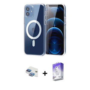 ieg™ iPhone 11 Kılıf Ahenk Minimal Serisi - Siyah Bilvis 5in1 3D Magic Cam Ekran Koruyucu + Pers Alüminyum Kamera Lens - GI