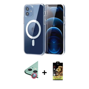 ieg™ iPhone 11 Kılıf Ahenk Minimal Serisi - Siyah Buffer Cam Ekran Koruyucu + Raze Metal Kamera Lens - KI