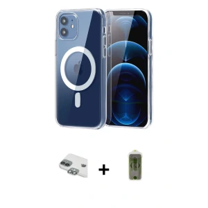 ieg™ iPhone 11 Kılıf Ahenk Minimal Serisi - Siyah Joko Magic 5D Hayalet Cam + Pers Alüminyum Kamera Lens - YL