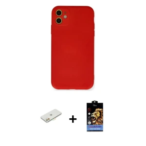 ieg™ iPhone 11 Kılıf Ahenk Serisi - Siyah Buffer Hayalet Cam Ekran Koruyucu + Renkli Kamera Lens Koruma Cam - TU