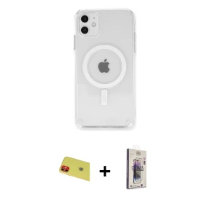 ieg™ iPhone 11 Kılıf Ahenk Yansıma Prime - Siyah Bilvis 3D Cam Ekran Koruyucu + Rainbow Kamera Lens Koruma Cam - KI