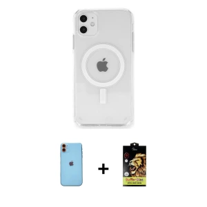 ieg™ iPhone 11 Kılıf Ahenk Yansıma Prime - Siyah Buffer Cam Ekran Koruyucu + Neon Fosforlu Kamera Lens - TU