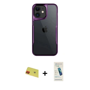 ieg™ iPhone 11 Kılıf Akış Çizgi Koleksiyonu - Şeffaf Pasifik Cam Ekran Koruyucu + Rainbow Kamera Lens Koruma Cam - KI