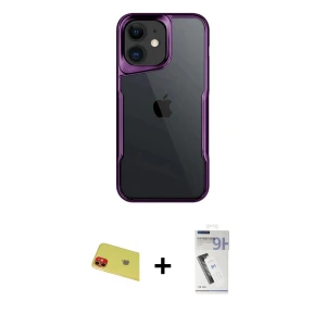 ieg™ iPhone 11 Kılıf Akış Çizgi Koleksiyonu - Şeffaf Uv Polymer Nano Ekran Koruyucu + Rainbow Kamera Lens Koruma Cam - KI