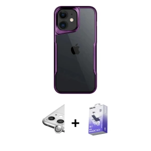 ieg™ iPhone 11 Kılıf Akış Çizgi Koleksiyonu - Siyah Bilvis 5in1 5D Magic Hayalet Cam Ekran Koruyucu + Raze Metal Kamera Lens - GS