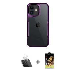 ieg™ iPhone 11 Kılıf Akış Çizgi Koleksiyonu - Siyah Buffer Cam Ekran Koruyucu + Kamera Lens Koruma Cam - SF
