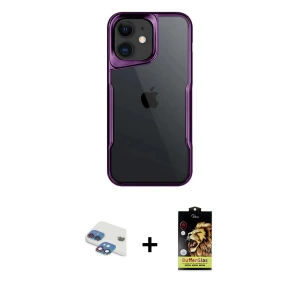 ieg™ iPhone 11 Kılıf Akış Çizgi Koleksiyonu - Siyah Buffer Cam Ekran Koruyucu + Pers Alüminyum Kamera Lens - GI