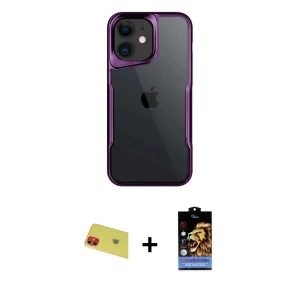 ieg™ iPhone 11 Kılıf Akış Çizgi Koleksiyonu - Siyah Buffer Hayalet Cam Ekran Koruyucu + Rainbow Kamera Lens Koruma Cam - KI