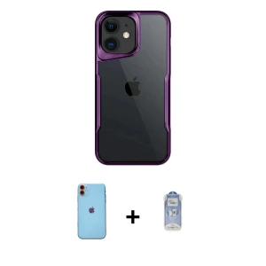 ieg™ iPhone 11 Kılıf Akış Çizgi Koleksiyonu - Siyah Joko Magic 5D Cam + Neon Fosforlu Kamera Lens - TU