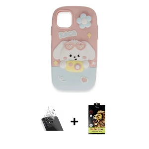 ieg™ iPhone 11 Kılıf Akış Yansıma - Siyah Buffer Cam Ekran Koruyucu + Kamera Lens Koruma Cam - SF