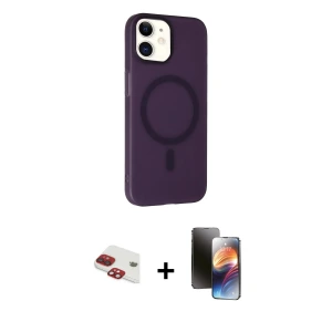 ieg™ iPhone 11 Kılıf Çekirdek Modern Prime - Siyah 3D Antistatik Mat Seramik Nano Ekran Koruyucu + Pers Alüminyum Kamera Lens - KI