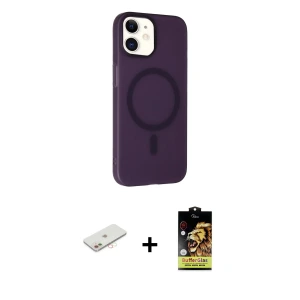ieg™ iPhone 11 Kılıf Çekirdek Modern Prime - Siyah Buffer Cam Ekran Koruyucu + Renkli Kamera Lens Koruma Cam - YL