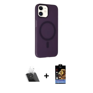ieg™ iPhone 11 Kılıf Çekirdek Modern Prime - Siyah Buffer Hayalet Cam Ekran Koruyucu + Kamera Lens Koruma Cam - SF