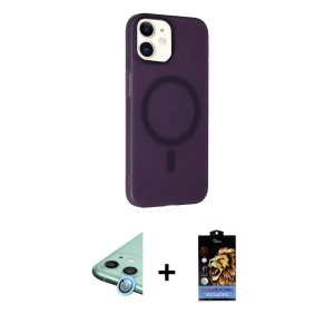 ieg™ iPhone 11 Kılıf Çekirdek Modern Prime - Siyah Buffer Hayalet Cam Ekran Koruyucu + Raze Metal Kamera Lens - MI