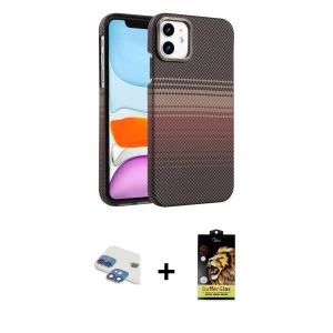ieg™ iPhone 11 Kılıf Doruk Serisi - Siyah Buffer Cam Ekran Koruyucu + Pers Alüminyum Kamera Lens - GI
