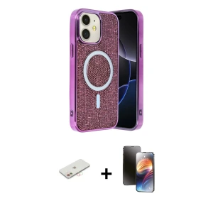 ieg™ iPhone 11 Kılıf Eksen Çizgi - Siyah 3D Antistatik Mat Seramik Nano Ekran Koruyucu + Renkli Kamera Lens Koruma Cam - YL