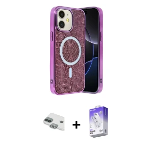 ieg™ iPhone 11 Kılıf Eksen Çizgi - Siyah Bilvis 5in1 3D Magic Cam Ekran Koruyucu + Pers Alüminyum Kamera Lens - YL