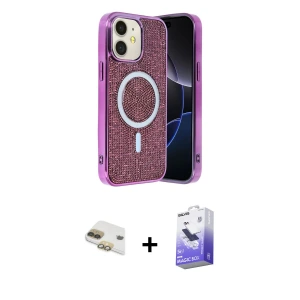 ieg™ iPhone 11 Kılıf Eksen Çizgi - Siyah Bilvis 5in1 5D Magic Hayalet Cam Ekran Koruyucu + Pers Alüminyum Kamera Lens - GD
