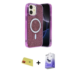 ieg™ iPhone 11 Kılıf Eksen Çizgi - Siyah Bilvis 5in1 5D Magic Hayalet Cam Ekran Koruyucu + Rainbow Kamera Lens Koruma Cam - KI