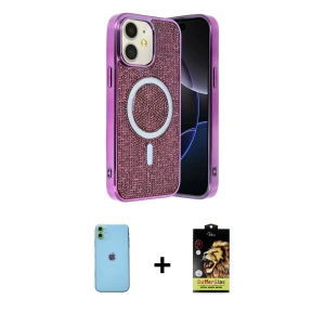 ieg™ iPhone 11 Kılıf Eksen Çizgi - Siyah Buffer Cam Ekran Koruyucu + Neon Fosforlu Kamera Lens - YL