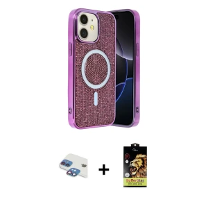 ieg™ iPhone 11 Kılıf Eksen Çizgi - Siyah Buffer Cam Ekran Koruyucu + Pers Alüminyum Kamera Lens - GI