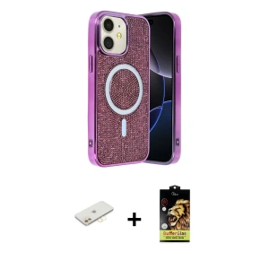 ieg™ iPhone 11 Kılıf Eksen Çizgi - Siyah Buffer Cam Ekran Koruyucu + Renkli Kamera Lens Koruma Cam - SI