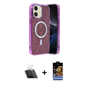ieg™ iPhone 11 Kılıf Eksen Çizgi - Siyah Buffer Hayalet Cam Ekran Koruyucu + Kamera Lens Koruma Cam - SF