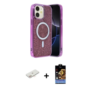 ieg™ iPhone 11 Kılıf Eksen Çizgi - Siyah Buffer Hayalet Cam Ekran Koruyucu + Renkli Kamera Lens Koruma Cam - YL