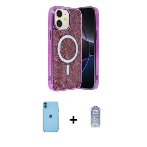 ieg™ iPhone 11 Kılıf Eksen Çizgi - Siyah Joko Magic 5D Cam + Neon Fosforlu Kamera Lens - MI