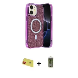 ieg™ iPhone 11 Kılıf Eksen Çizgi - Siyah Joko Magic 5D Hayalet Cam + Rainbow Kamera Lens Koruma Cam - KI