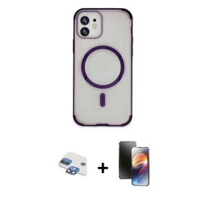 ieg™ iPhone 11 Kılıf Eksen Klasik Koleksiyonu - Siyah 3D Antistatik Mat Seramik Nano Ekran Koruyucu + Pers Alüminyum Kamera Lens - GI