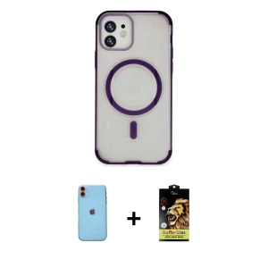 ieg™ iPhone 11 Kılıf Eksen Klasik Koleksiyonu - Siyah Buffer Cam Ekran Koruyucu + Neon Fosforlu Kamera Lens - TU