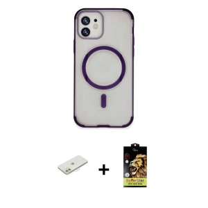 ieg™ iPhone 11 Kılıf Eksen Klasik Koleksiyonu - Siyah Buffer Cam Ekran Koruyucu + Renkli Kamera Lens Koruma Cam - TU
