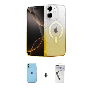 ieg™ iPhone 11 Kılıf Eksen Minimal Özel Seri - Şeffaf Uv Polymer Nano Ekran Koruyucu + Neon Fosforlu Kamera Lens - YL