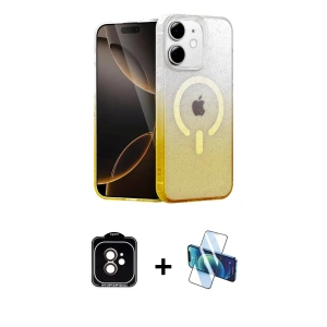 ieg™ iPhone 11 Kılıf Eksen Minimal Özel Seri - Siyah 3D Antistatik Seramik Nano Ekran Koruyucu + PVD Metal Kamera Lens - TU