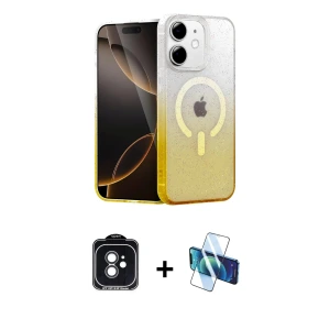 ieg™ iPhone 11 Kılıf Eksen Minimal Özel Seri - Siyah 3D Antistatik Seramik Nano Ekran Koruyucu + PVD Metal Kamera Lens - SH