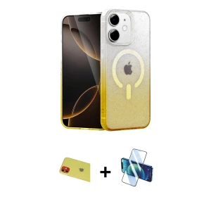 ieg™ iPhone 11 Kılıf Eksen Minimal Özel Seri - Siyah 3D Antistatik Seramik Nano Ekran Koruyucu + Rainbow Kamera Lens Koruma Cam - KI
