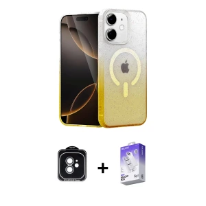 ieg™ iPhone 11 Kılıf Eksen Minimal Özel Seri - Siyah Bilvis 5in1 3D Magic Cam Ekran Koruyucu + PVD Metal Kamera Lens - YL