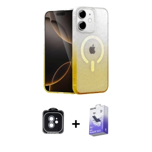 ieg™ iPhone 11 Kılıf Eksen Minimal Özel Seri - Siyah Bilvis 5in1 5D Magic Hayalet Cam Ekran Koruyucu + PVD Metal Kamera Lens - MI