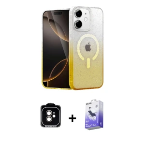ieg™ iPhone 11 Kılıf Eksen Minimal Özel Seri - Siyah Bilvis 5in1 5D Magic Hayalet Cam Ekran Koruyucu + PVD Metal Kamera Lens - TU